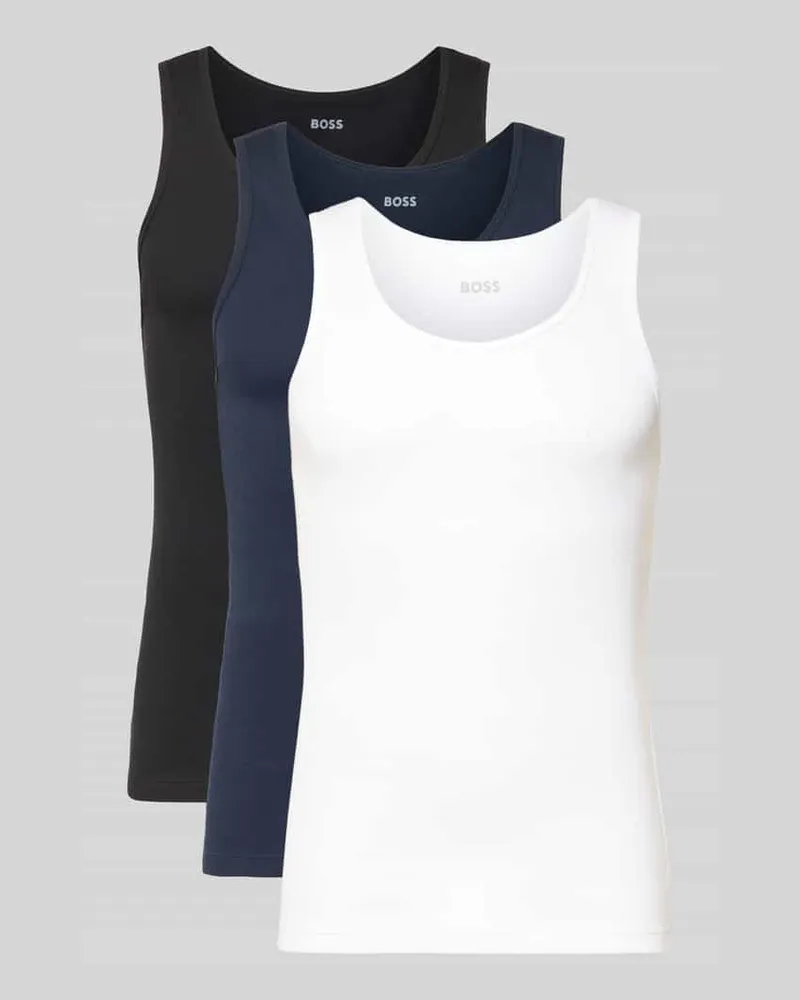 HUGO BOSS Regular Fit Unterhemd aus reiner Baumwolle im 3er-Pack Marine