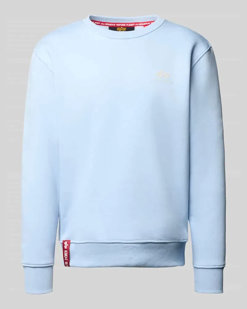 Alpha Industries Sweatshirt mit gerippten Abschlüssen Hellblau