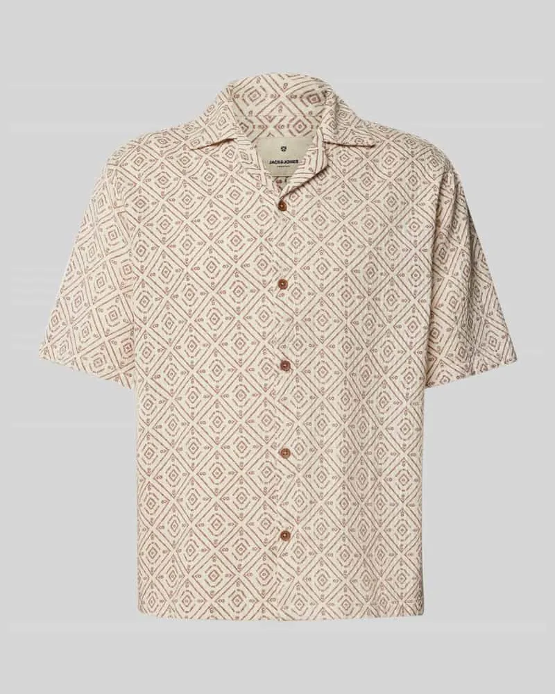 Jack & Jones Regular Fit Freizeithemd mit 1/2-Arm Modell 'BLUVINCENT Offwhite