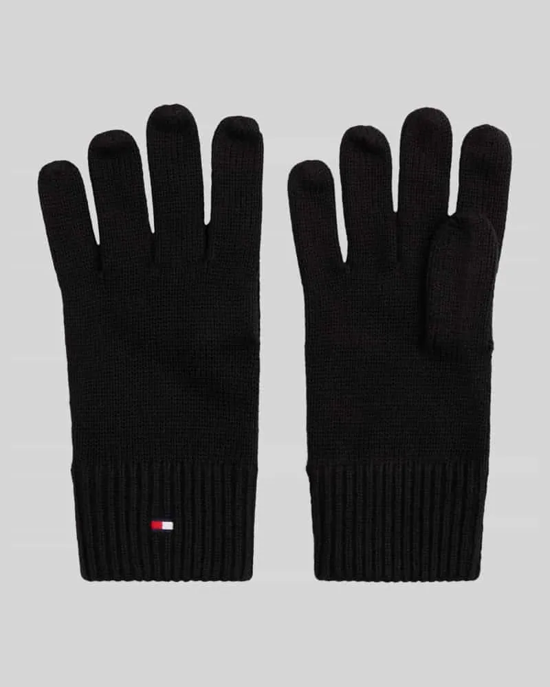 Tommy Hilfiger Handschuhe aus Baumwoll-Kaschmir-Mix Modell 'ESSENTIALS FLAG Black
