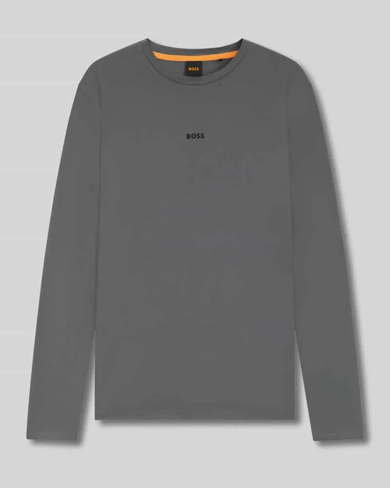 HUGO BOSS Regular Fit Langarmshirt aus Baumwoll-Mix Modell 'TCHARK Anthrazit