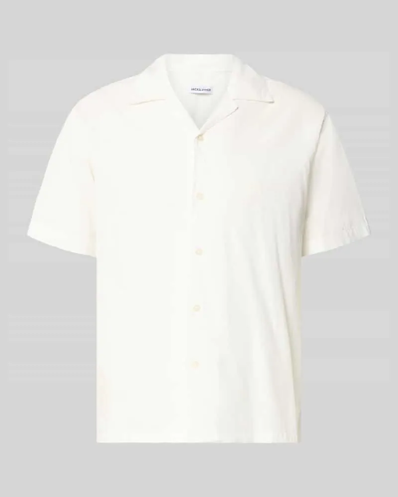 Jack & Jones Regular Fit Freizeithemd aus Baumwoll-Leinen-Mix Weiss
