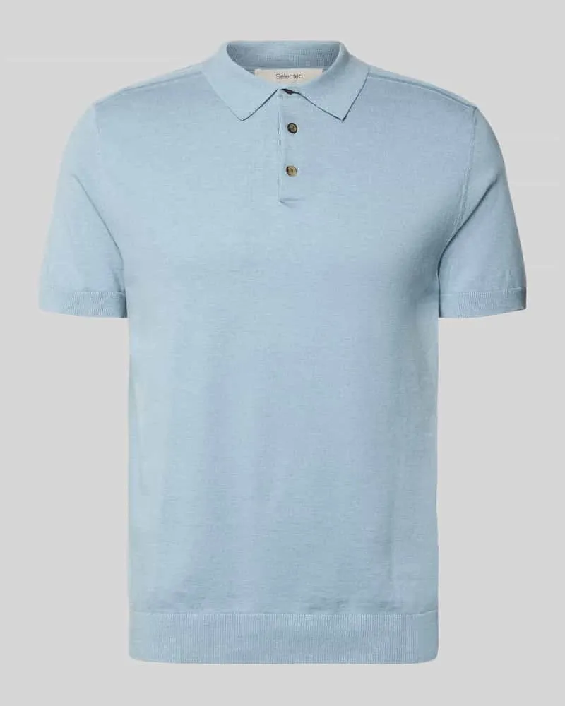 Selected Homme Regular Fit Poloshirt aus Bio-Baumwoll-Mix Modell 'BERG Hellblau