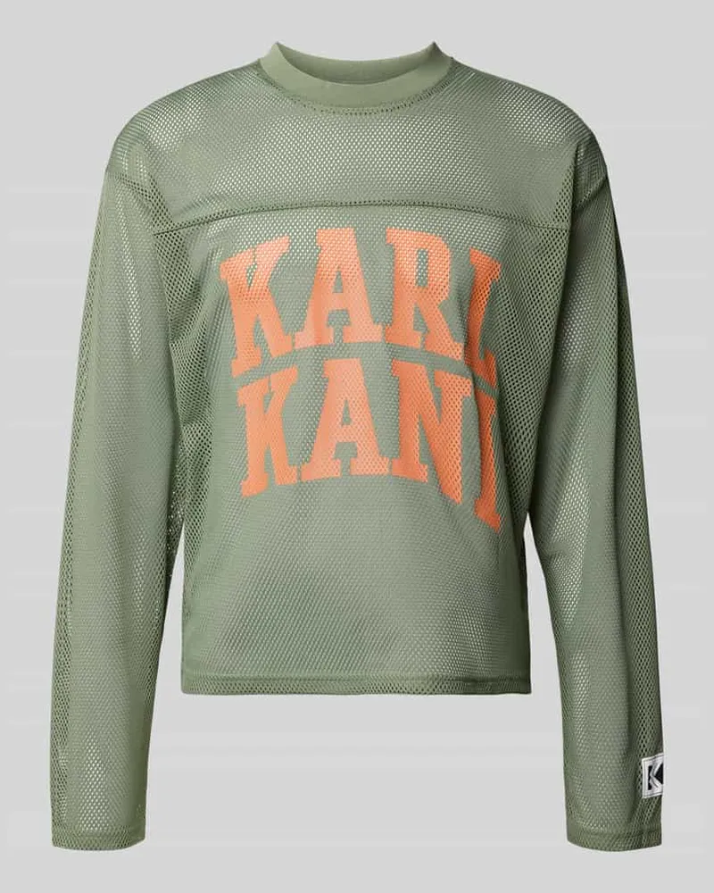 Karl Kani Longsleeve mit Label-Patch und Rundhalsausschnitt Oliv
