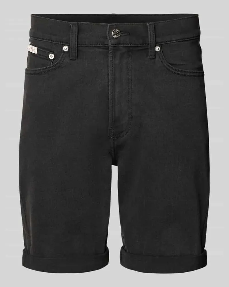 Calvin Klein Slim Fit Jeansshorts aus Baumwoll-Mix Modell 'CK ESSENTIAL BLACK Black