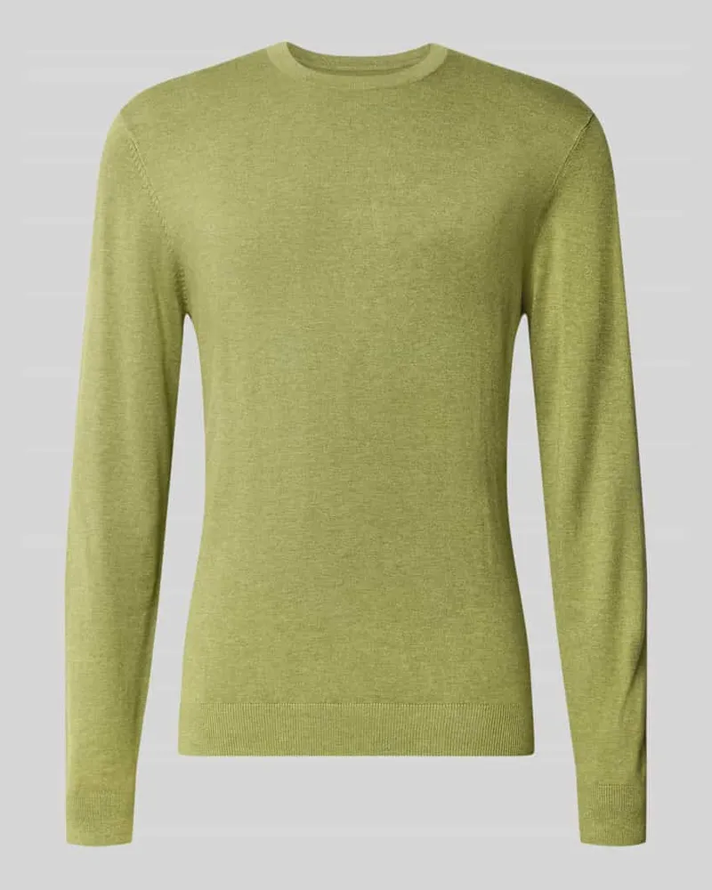 McNeal Strickpullover mit geripptem Rundhalsausschnitt Oliv