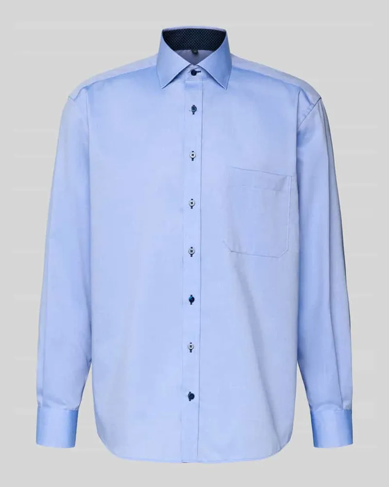 Eterna Comfort Fit Business-Hemd mit Brusttasche Bleu