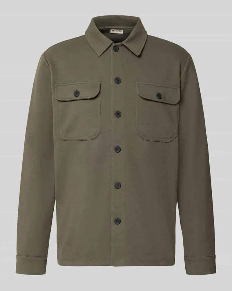Only & Sons Relaxed Fit Hemdjacke mit Viskose-Anteil Modell 'NEWKODYL Schlamm
