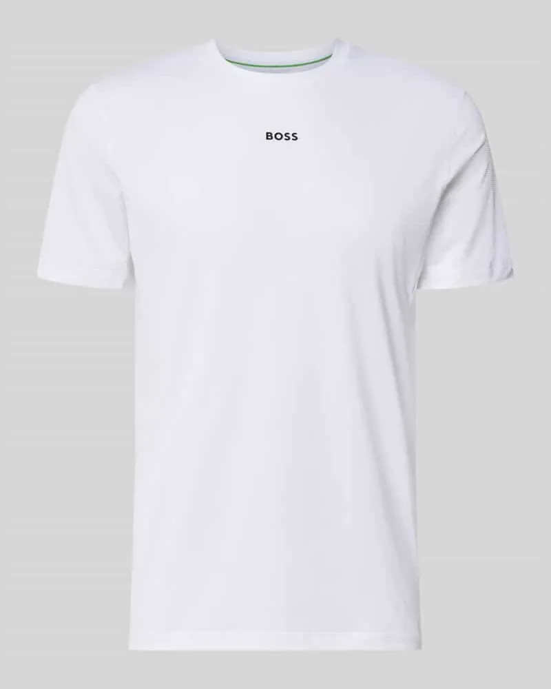 HUGO BOSS Slim Fit Sport-T-Shirt mit Label-Print Modell 'TS_Active Weiss