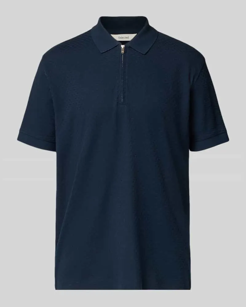 Selected Homme Regular Fit Poloshirt aus reiner Baumwolle Modell 'ISAAC Marine