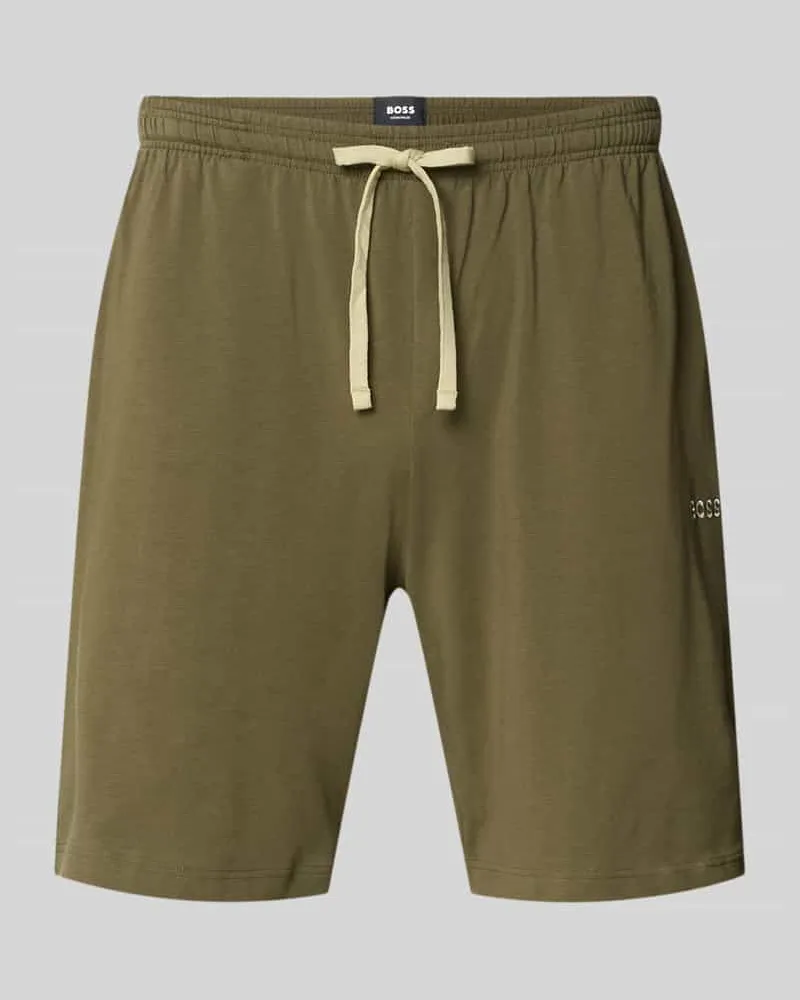 HUGO BOSS Regular Fit Sweatshorts aus Baumwoll-Mix Modell 'MIX&MATCH Oliv