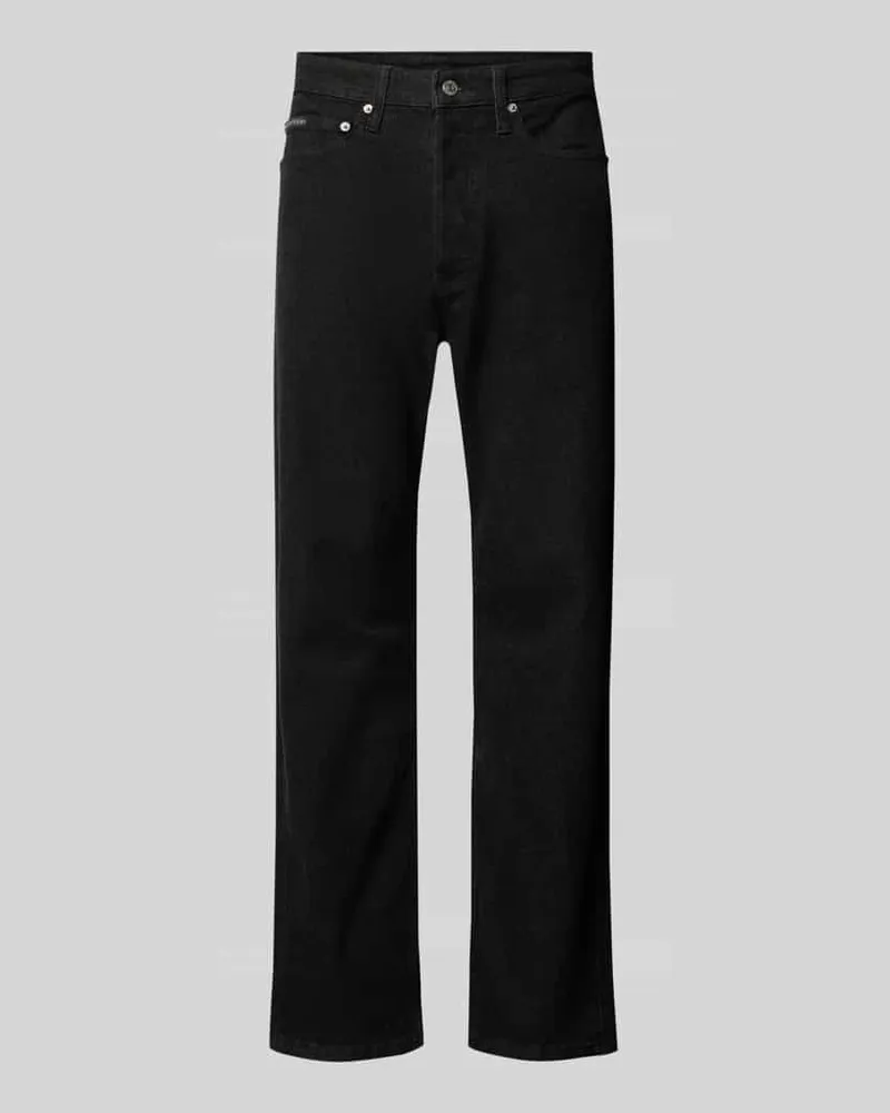 Calvin Klein Straight Fit Jeans mit Label-Detail Black