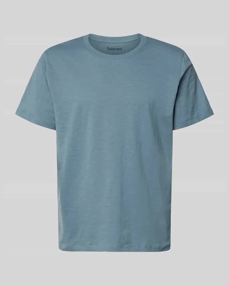 Selected Homme Regular Fit T-Shirt aus reiner Baumwolle Modell 'HASPEN Rauchblau