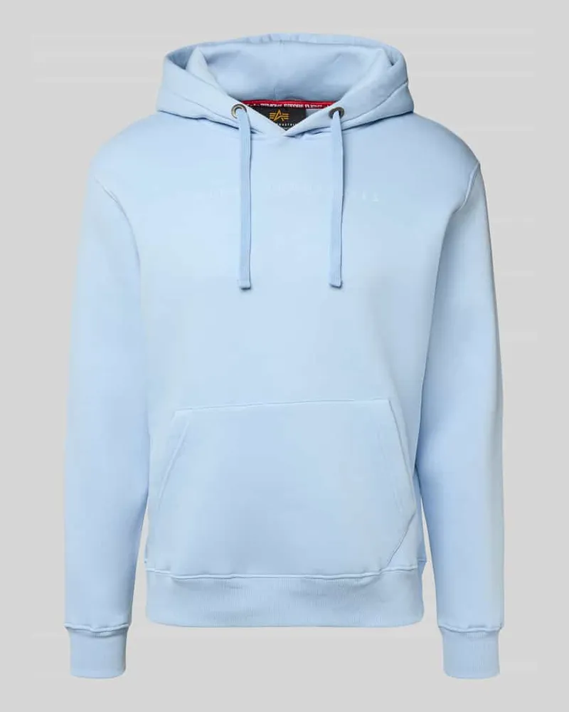 Alpha Industries Hoodie mit Label-Print und Känguru-Tasche Hellblau