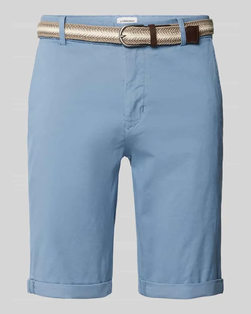 Lindbergh Slim Fit Bermudas mit Gürtel Ocean