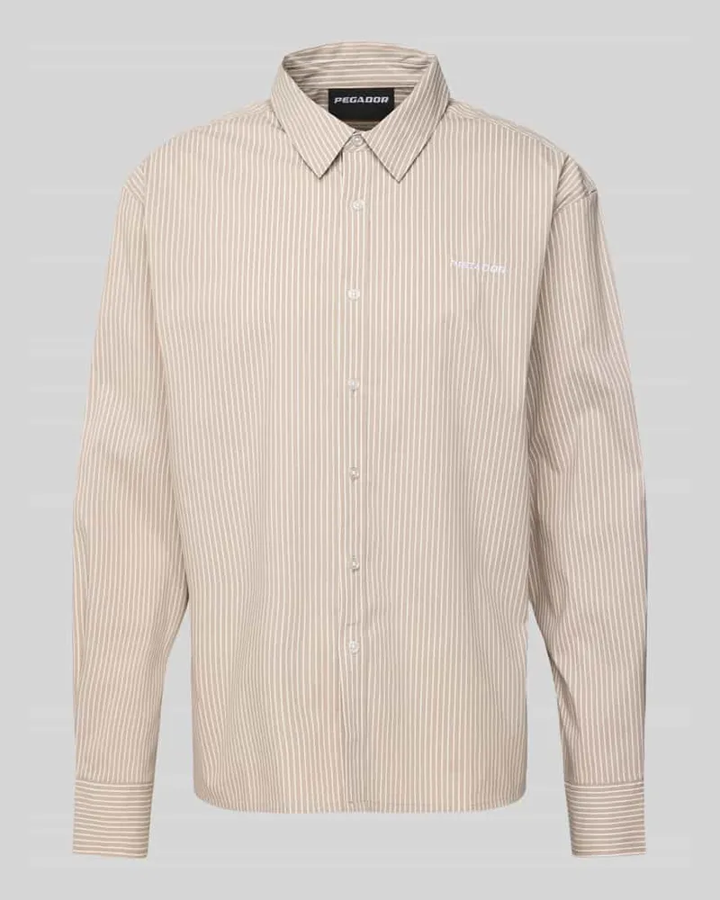 PEGADOR Oversized Freizeithemd mit Knopfleiste Taupe