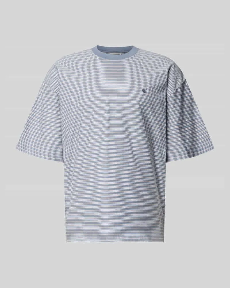 Carhartt WIP T-Shirt mit Logo-Stitching Modell 'Dupree Rauchblau