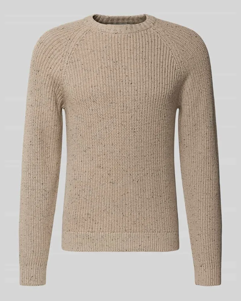 Only & Sons Regular Fit Strickpullover aus Baumwoll-Mix mit Woll-Anteil Modell 'LITUS Beige