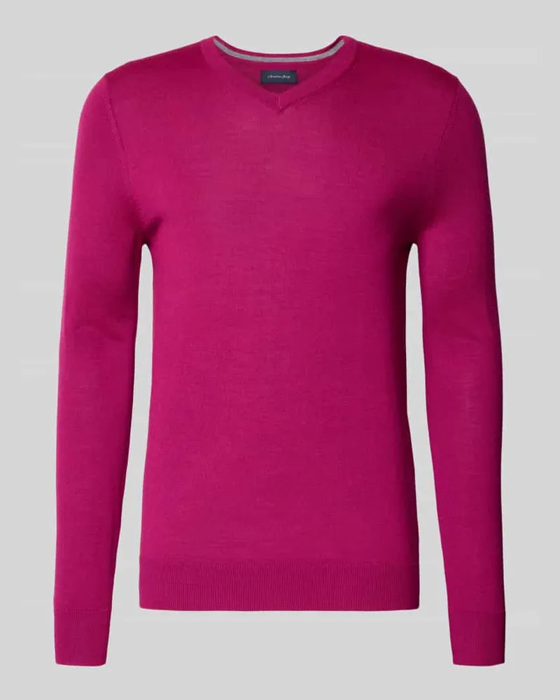Christian Berg Strickpullover aus Merino-Mix mit V-Ausschnitt Pink
