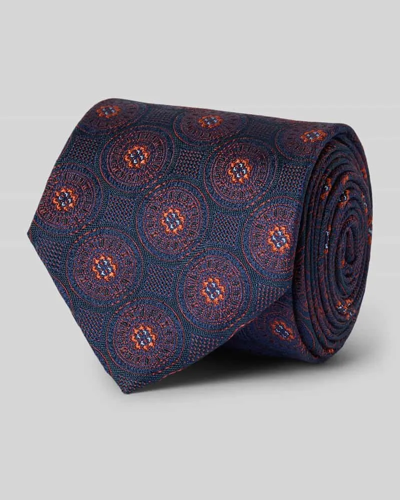 Monti Seidenkrawatte mit Overall-Print (7 cm Rostrot