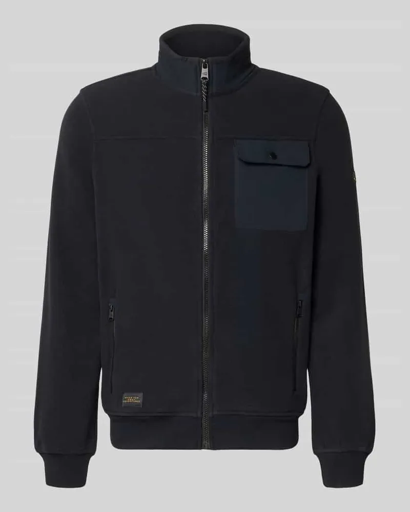 Camel Active Sweatjacke mit Stehkragen und Brusttasche Marine