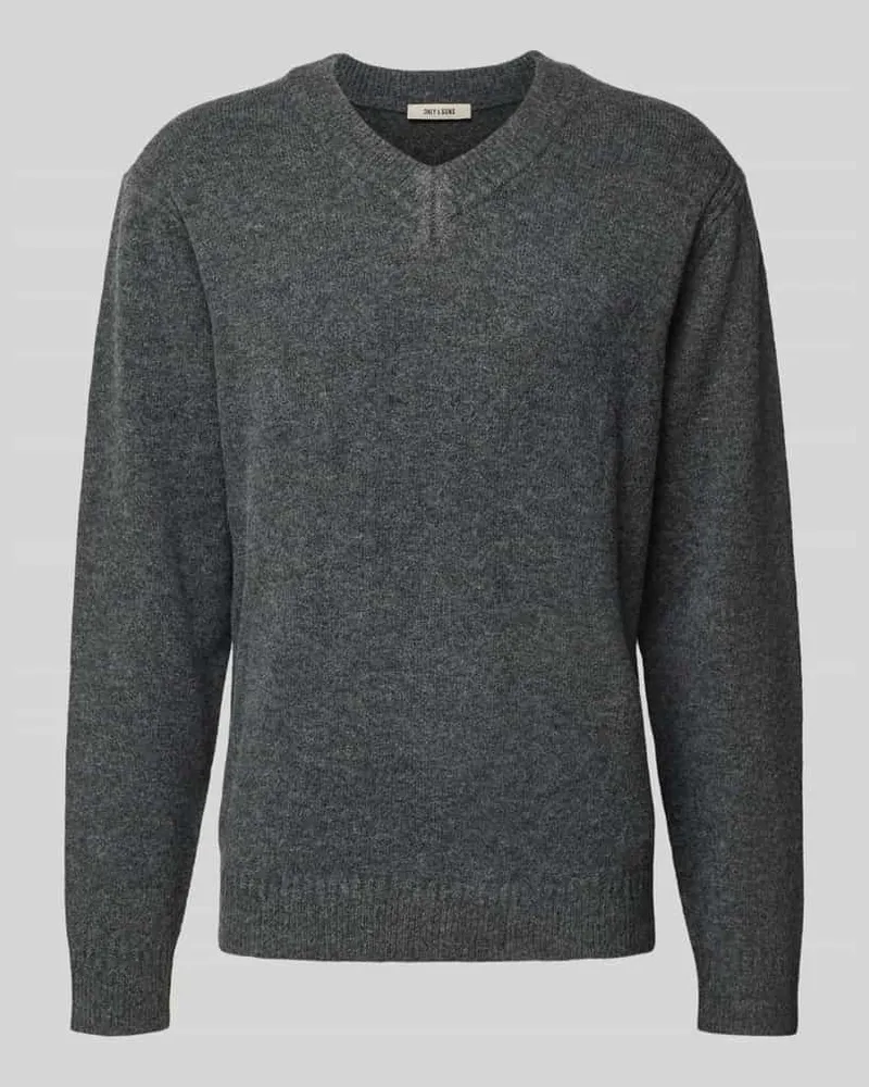 Only & Sons Relaxed Fit Strickpullover mit V-Ausschnitt Modell 'MOVE Anthrazit
