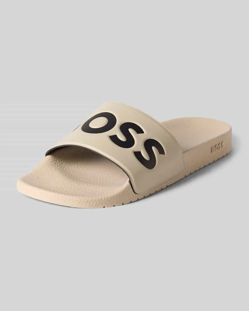HUGO BOSS Badeschuhe mit Label-Prägung Modell 'ARYEH Beige