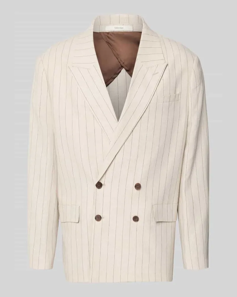 Selected Homme Relaxed Fit Sakko aus Leinen-Bauwoll-Mix Modell 'MALIK Sand