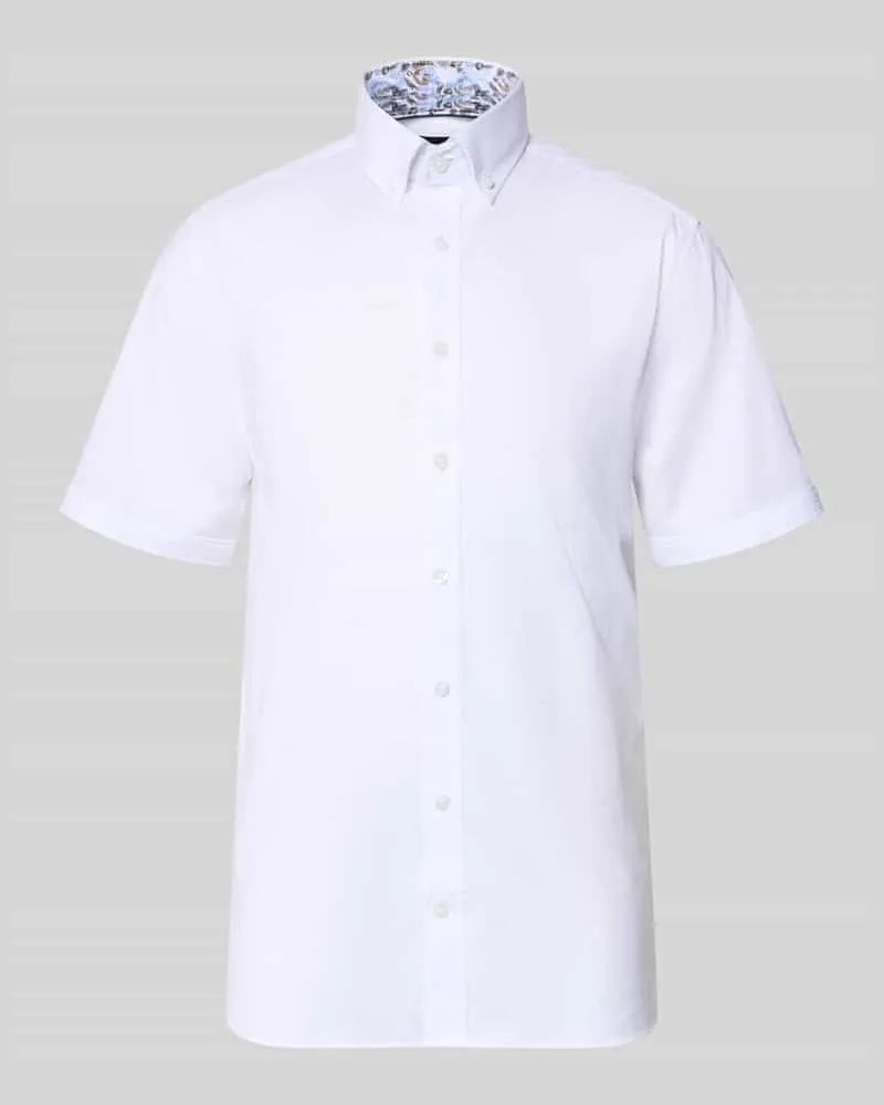 Bugatti Regular Fit Freizeithemd mit Button-Down-Kragen Weiss