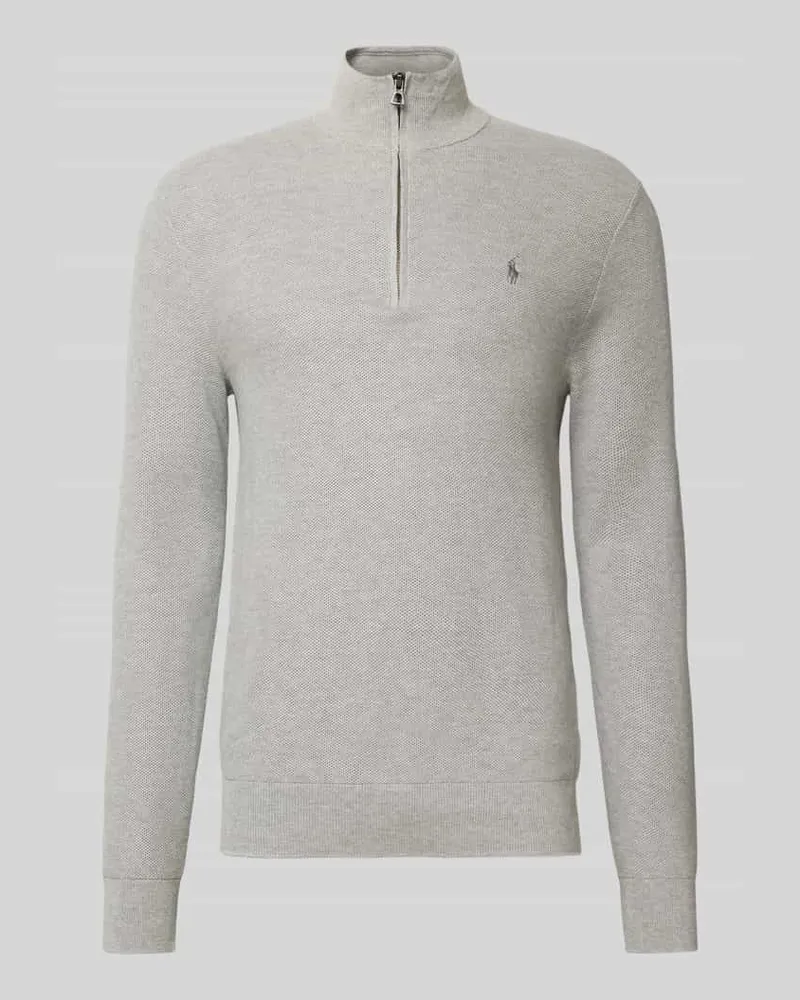 Ralph Lauren Strickpullover mit Label-Stitching Hellgrau