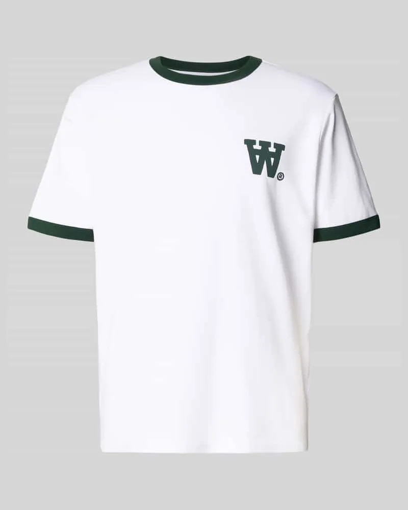 Wood Wood T-Shirt mit geripptem Rundhalsausschnitt Modell 'Parker 