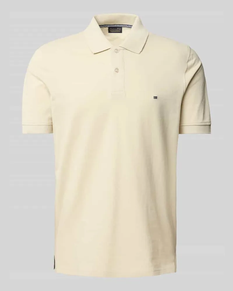 Christian Berg Poloshirt mit Label-Stitching Ecru