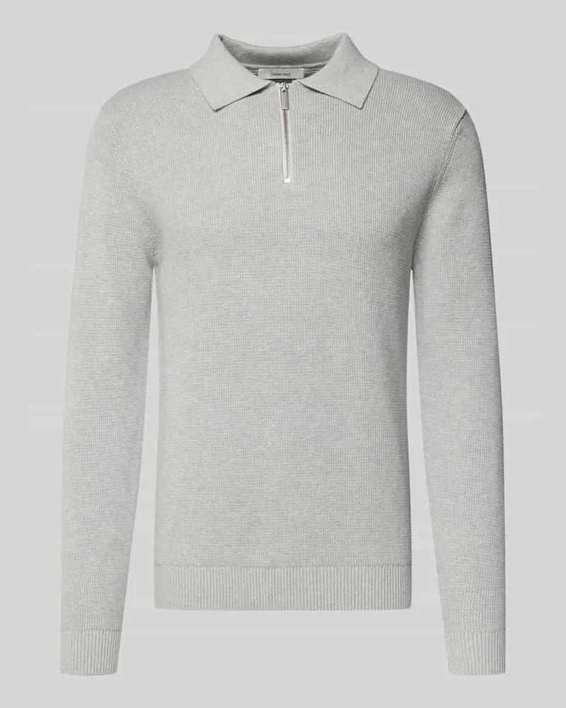 Selected Homme Regular Fit Strickpullover aus Bio-Baumwolle Modell 'DANE Hellgrau