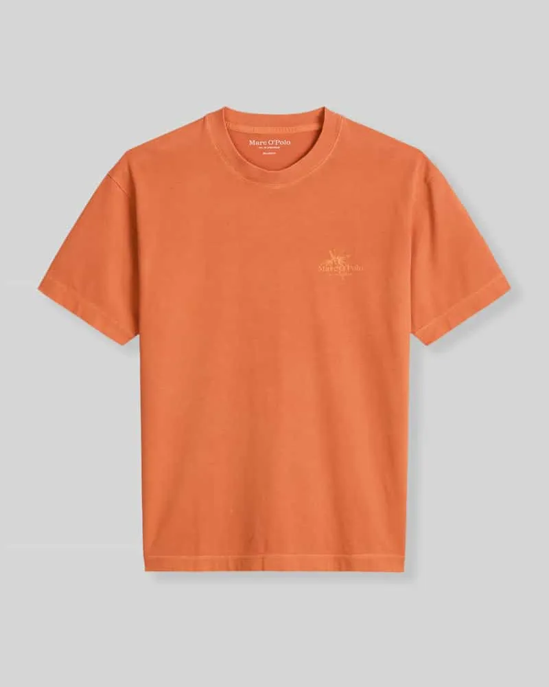 Marc O'Polo Loose Fit T-Shirt aus reiner Baumwolle Hellrot