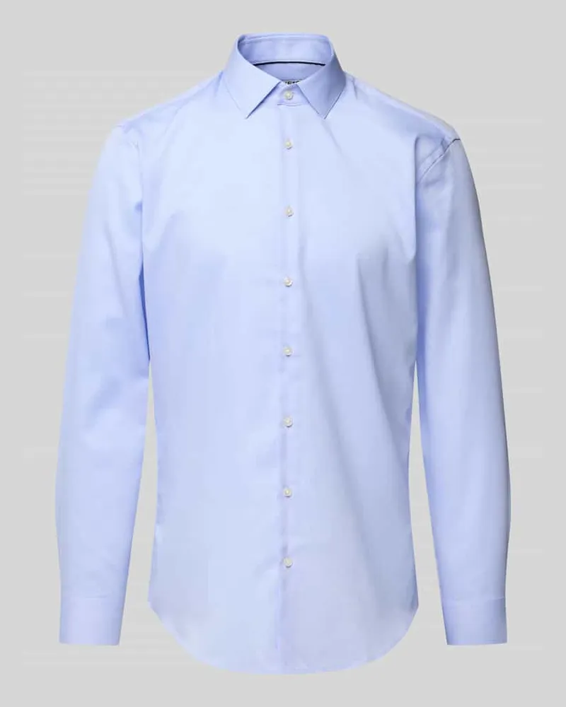 JAKE*S Slim Fit Business-Hemd mit Knopfleiste Bleu
