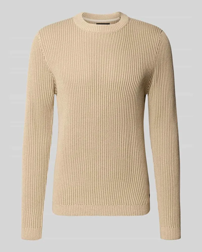 Jack & Jones Slim Fit Strickpullover aus Baumwoll-Mix Modell 'DOVER Beige
