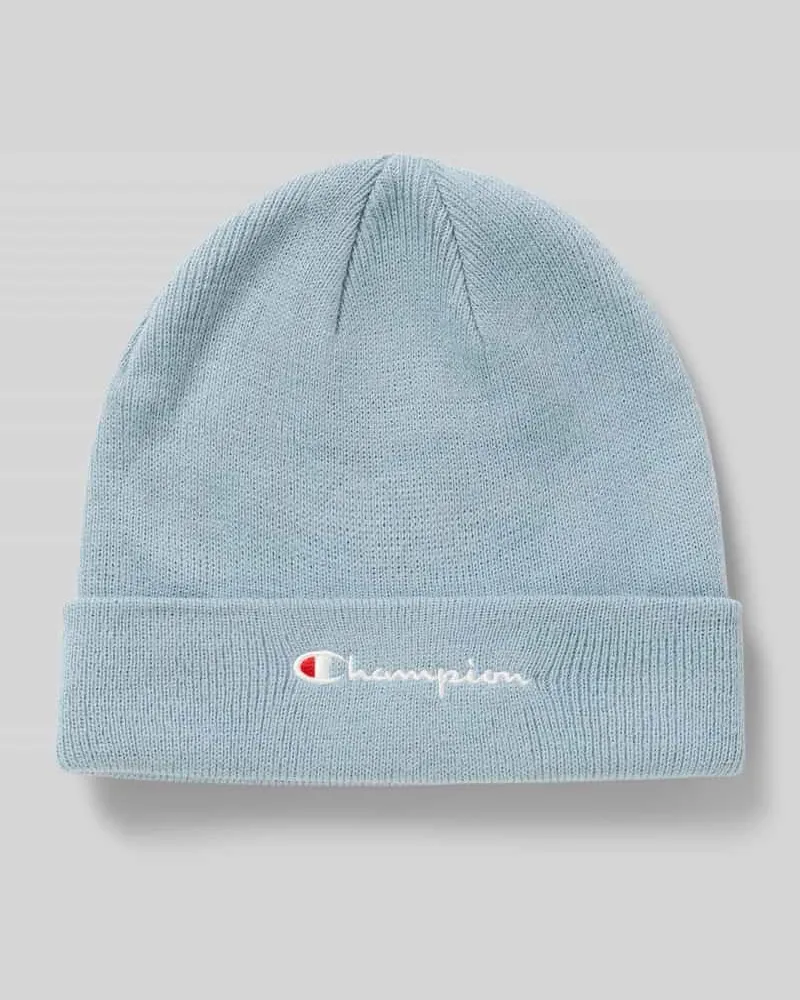 Champion Beanie mit breitem Umschlag und Logo-Stitching Eisblau