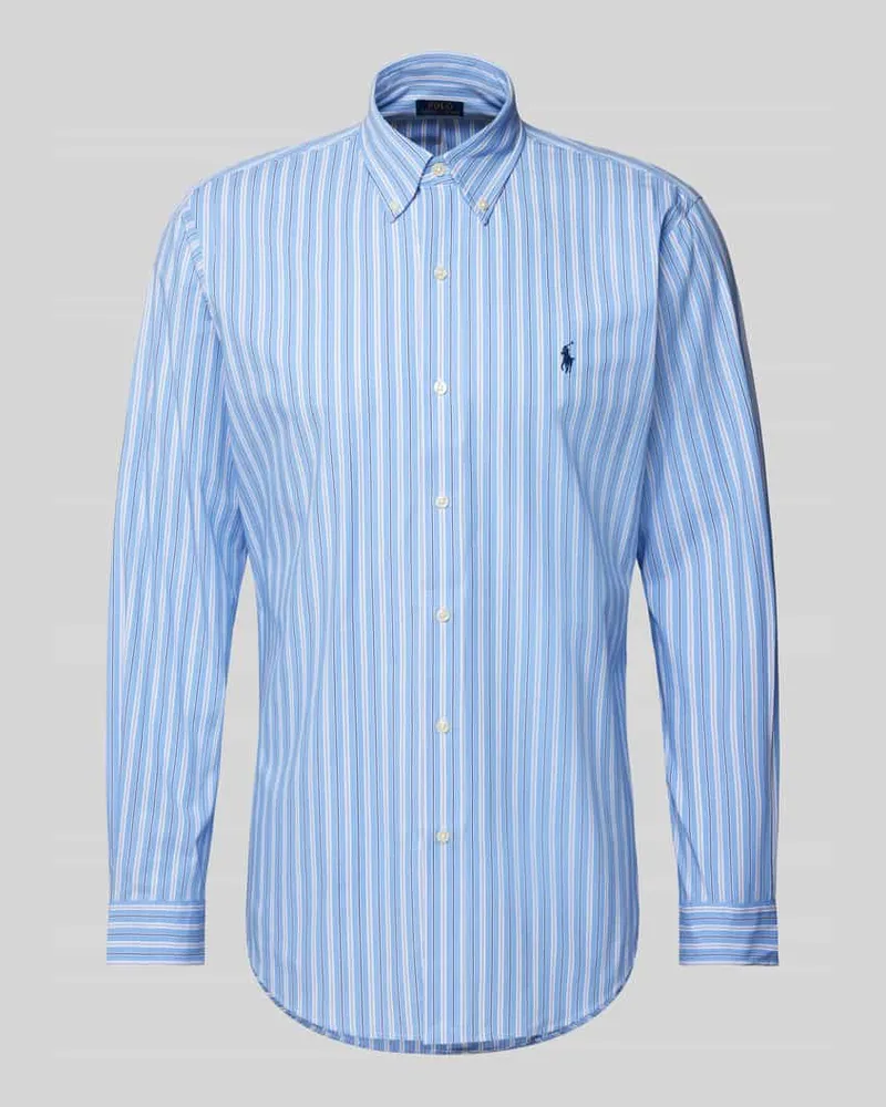 Ralph Lauren Custom Fit Freizeithemd mit Logo-Stitching Blau