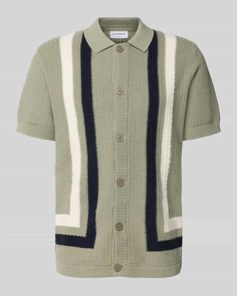 Lindbergh Cardigan mit Kentkragen und Knopfleiste Oliv