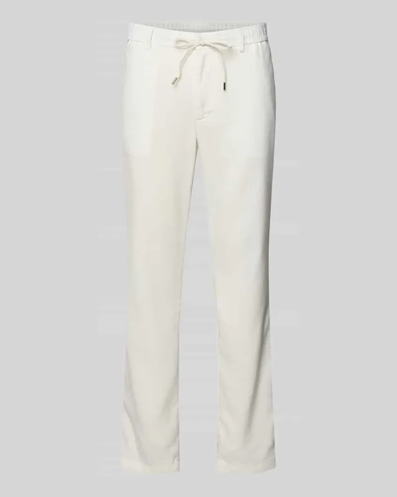 HUGO BOSS Modern Fit Straight Leg Hose aus Leinen-Mix Modell 'KANE1 Weiss