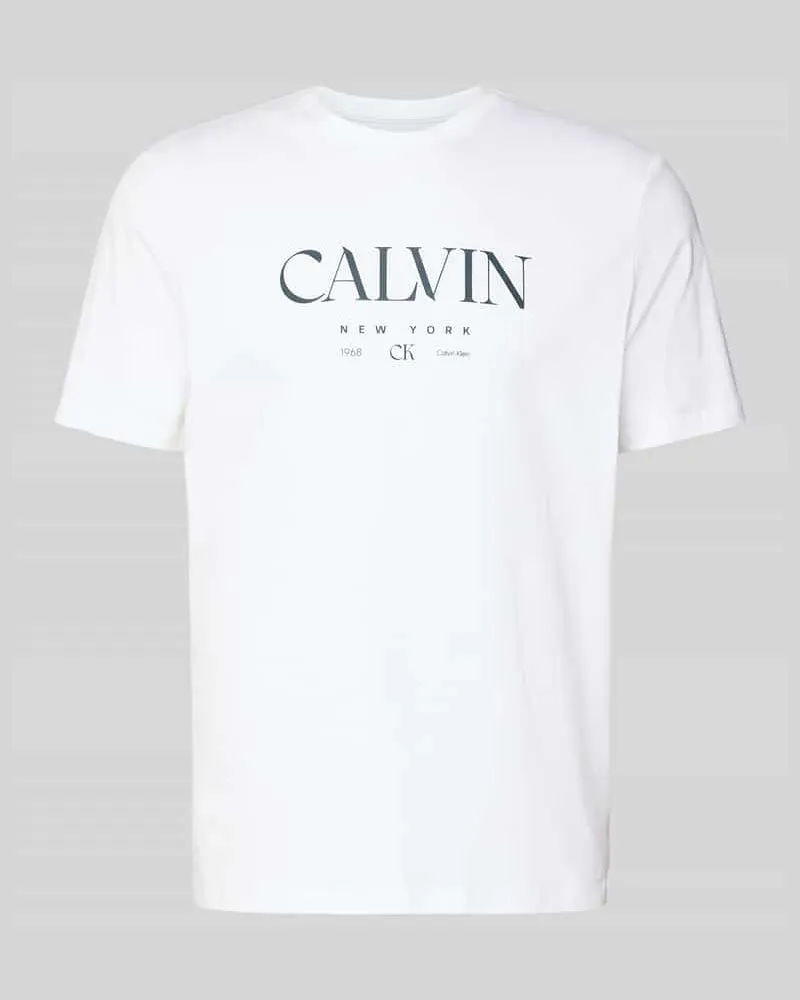 Calvin Klein T-Shirt mit Label-Print und Rundhalsausschnitt Weiss