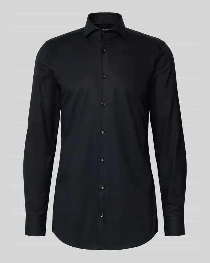HUGO BOSS Slim Fit Businesshemd mit extra langem Arm Modell 'HANK Black