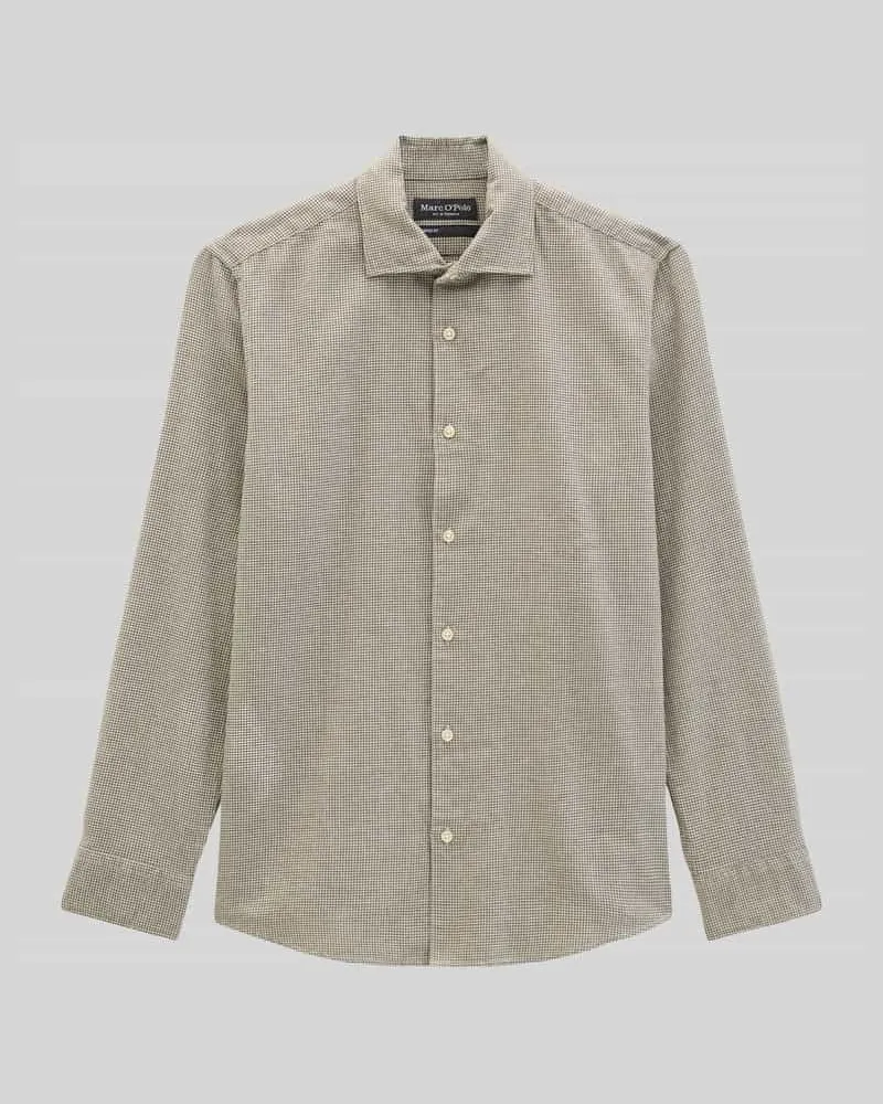 Marc O'Polo Regular Fit Freizeithemd mit geknöpften Manschetten Beige
