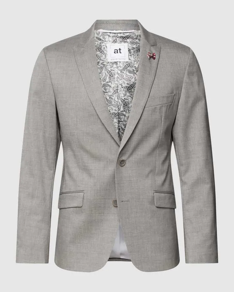 Atelier Torino 2-Knopf-Sakko mit Zierbesatz Mittelgrau