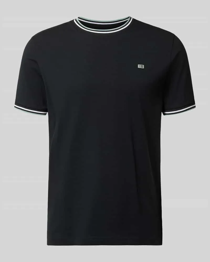 Christian Berg T-Shirt mit Kontraststreifen und Rundhalsausschnitt Black