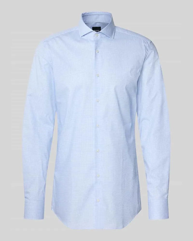 HUGO BOSS Slim Fit Freizeithemd aus reiner Baumwolle mit extra langem Arm Modell 'H-HANK-SP Blau