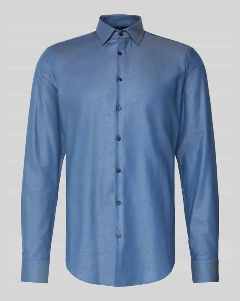 JAKE*S Slim Fit Business-Hemd mit Knopfleiste Marine