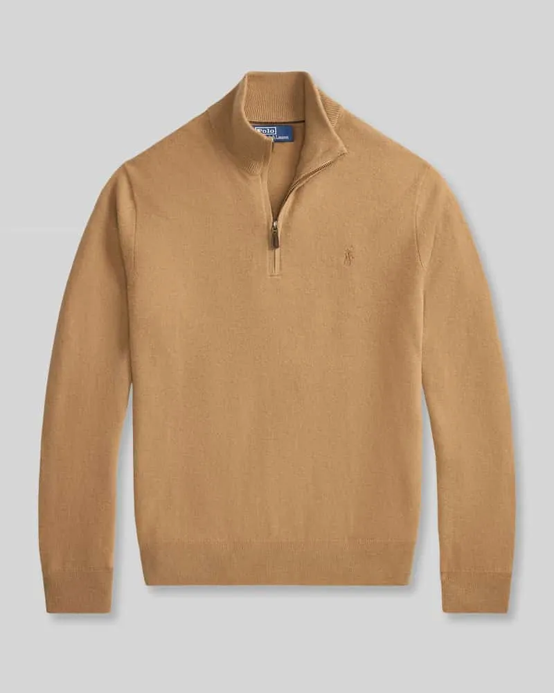 Ralph Lauren Regular Fit Troyer aus reiner Wolle Camel