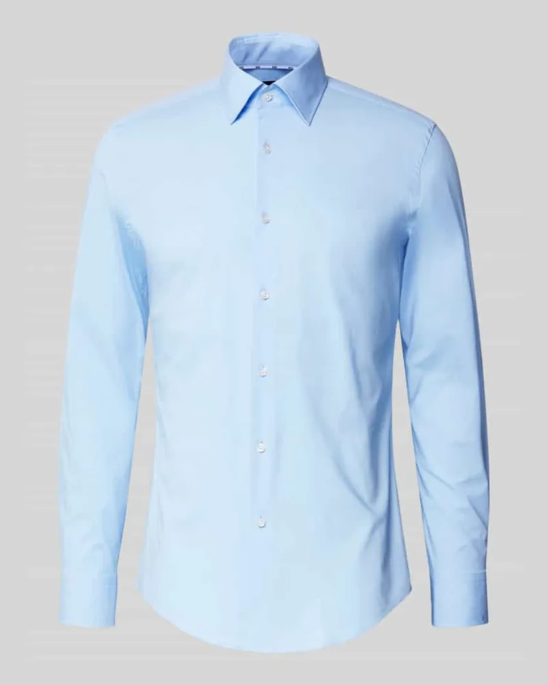HUGO BOSS Slim Fit Businesshemd aus Popeline mit Stretch-Anteil Hellblau