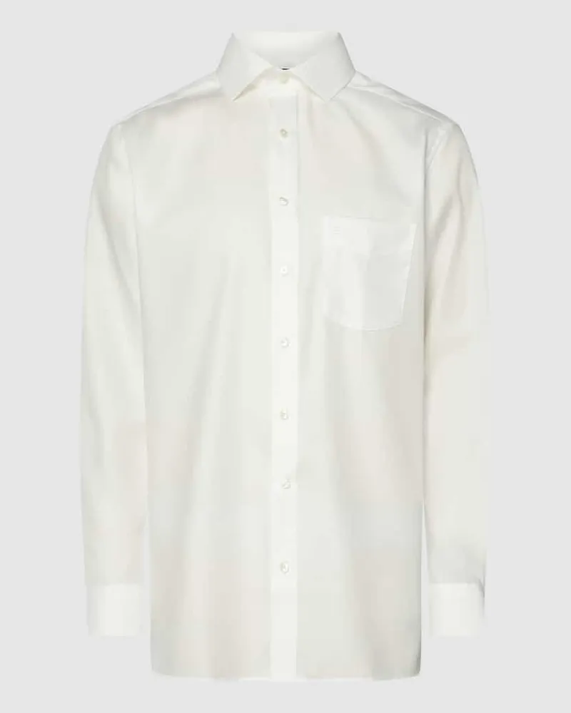 Olymp Regular Fit Businesshemd aus Twill Ecru